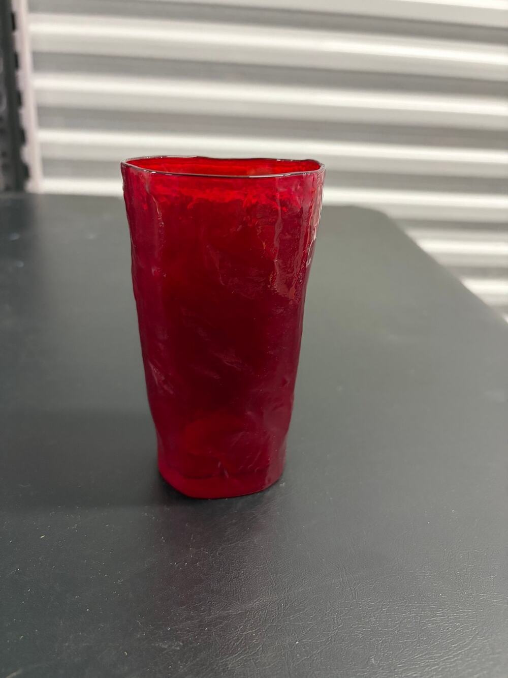 Morgantown Crinkle Ruby Red Tumbler Glass Vintage Driftwood 12oz 5 1/8”